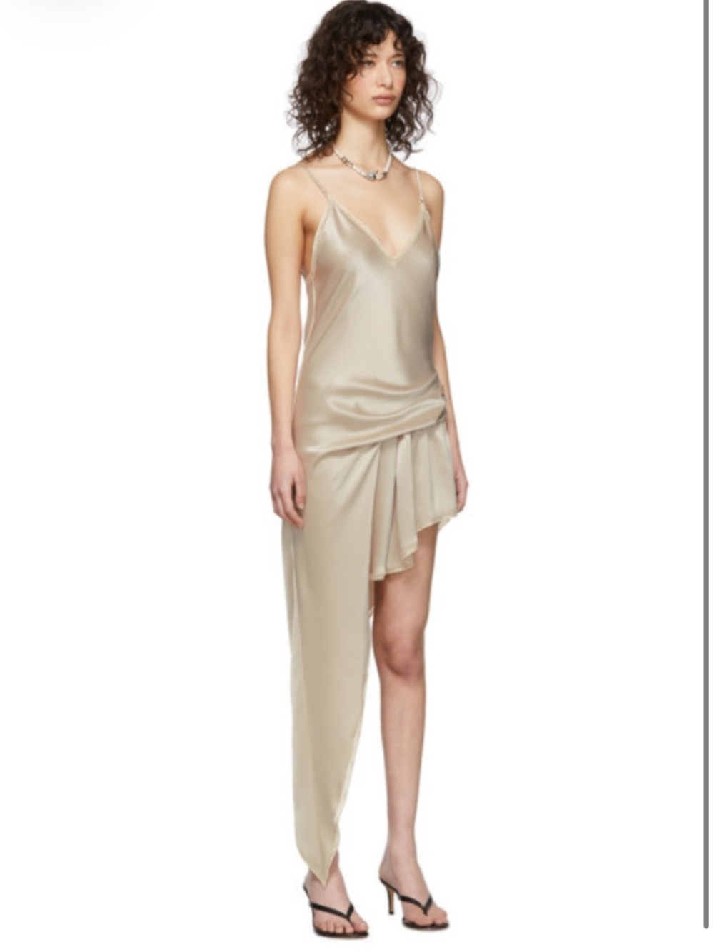 Alexander Wang Champagne Silk Satin Lace Draped Romper Mini Dress